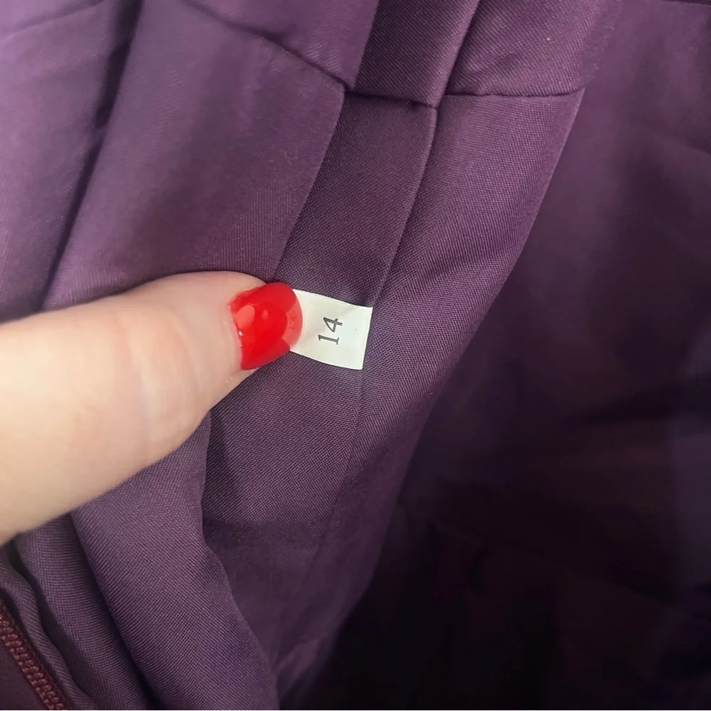 Purple Eggplant Off Shoulder Ruched Chiffon Dress Sweetheart Neck Sz 14